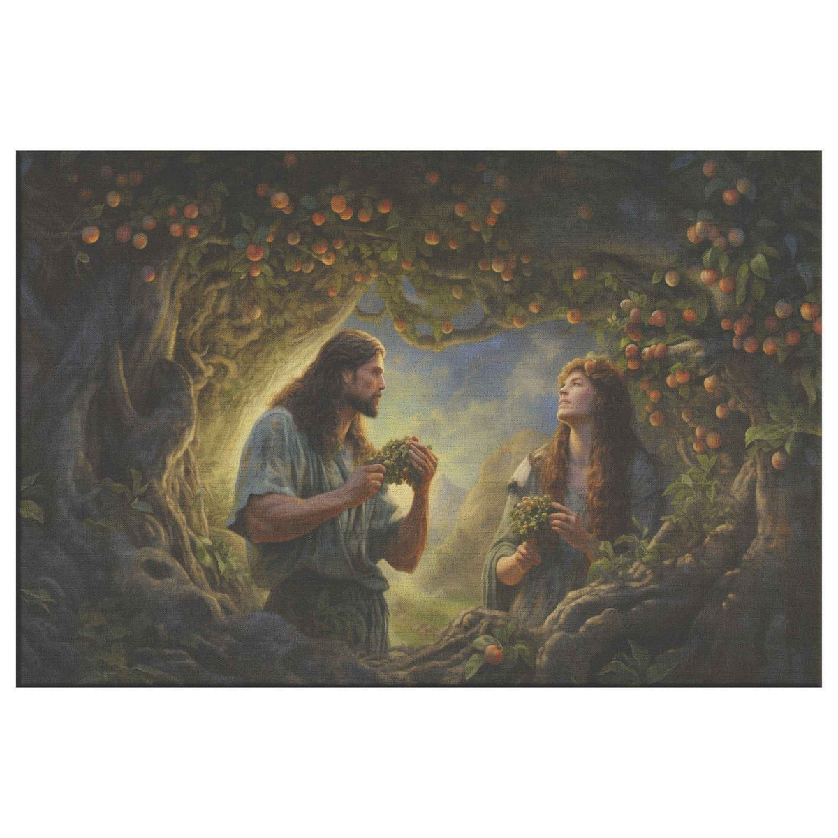 Adam & Eve In The Garden Of Eden Classic Canvas Wall Art