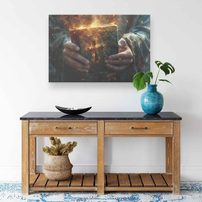 Christian Grasping The Bible With Faith Canvas Art  Ministry