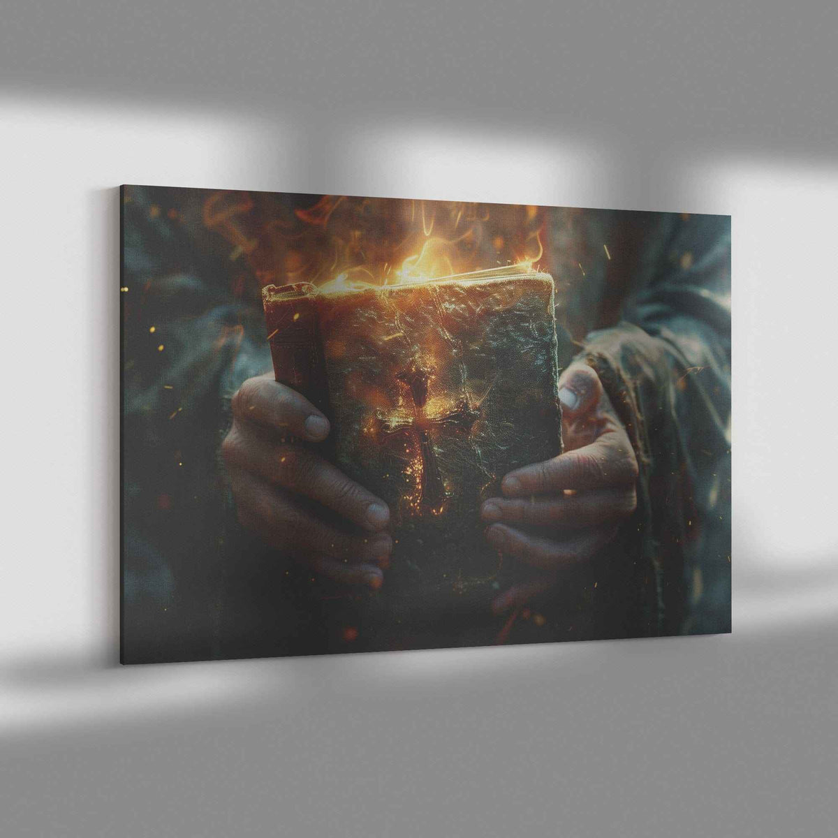 Righteous Man Holding Bible On Fire For Jesus Christ