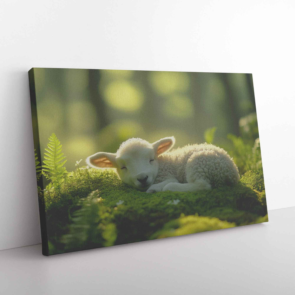 Serene Lamb in Ethereal Light Embracing Nature's Tranquility   Christian Canvas Wall Art Decor