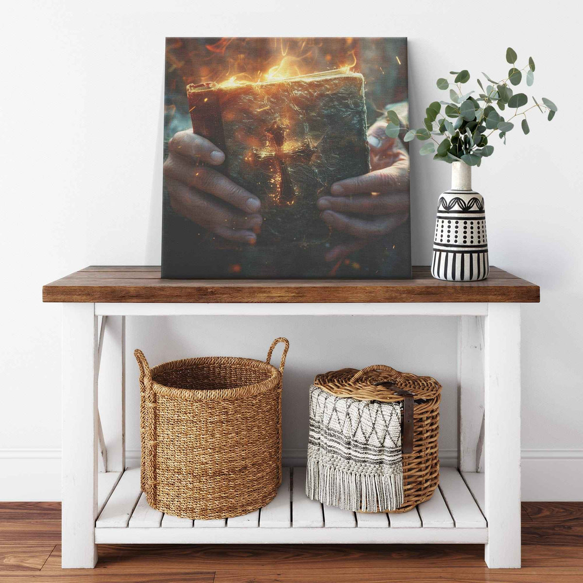 True Christian Grasping Bible with Trust & Faith Square Canvas