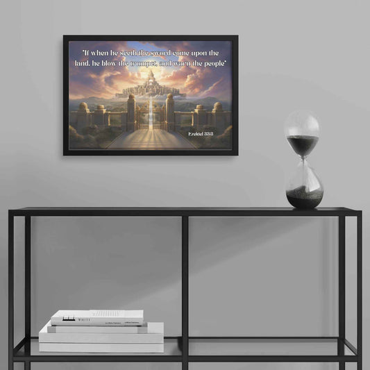 Sounding the Trumpet Christian Canvas Wall Art Scripture Ezekiel 33:3