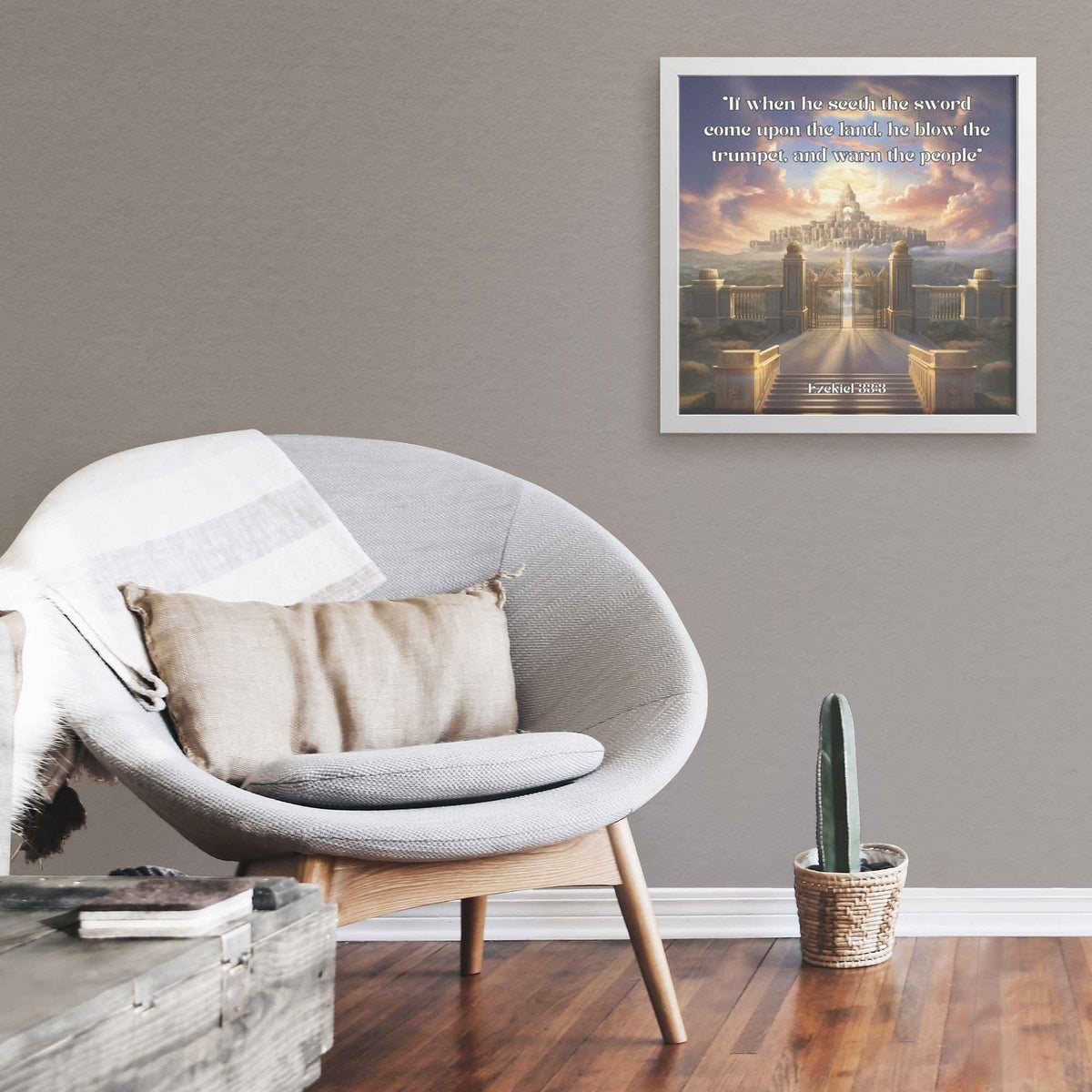 Sounding the Trumpet Christian Square Framed Art Wall Art Scripture Ezekiel 33:3