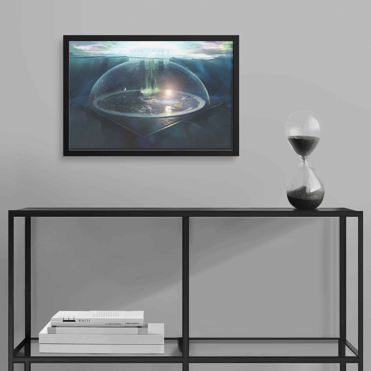 Flat Earth With Firmament Framed Art Semi Gloss Print