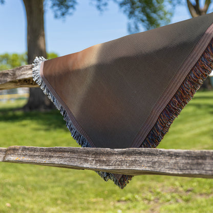 Baby Brown Calf Standing Peacefully in Field with Soft Natural Light Cozy Woven Throw Blanket - Awakening Righteousness
