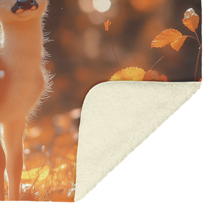 Baby Deer in Autumn Forest Fleece Sherpa Blanket Soft Cozy Blanket - Awakening Righteousness