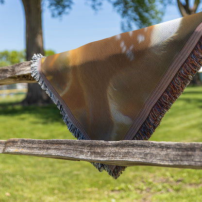 Baby Deer With Expressive Eyes Graceful In Autumn Forest Cozy Woven Throw Blanket - Awakening Righteousness
