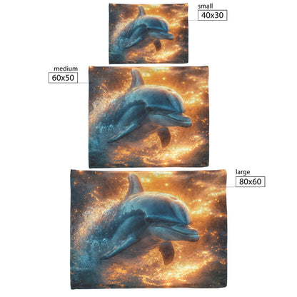 Baby Dolphin Swimming in Glowing Crystal Clear Ocean Water Magical Light Sherpa Fleece Blanket - Awakening Righteousness