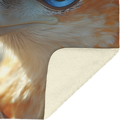 Baby Falcon with Big Blue Eyes and Mother Close-Up Wildlife Nature Cozy Fleece Sherpa Blanket - Awakening Righteousness
