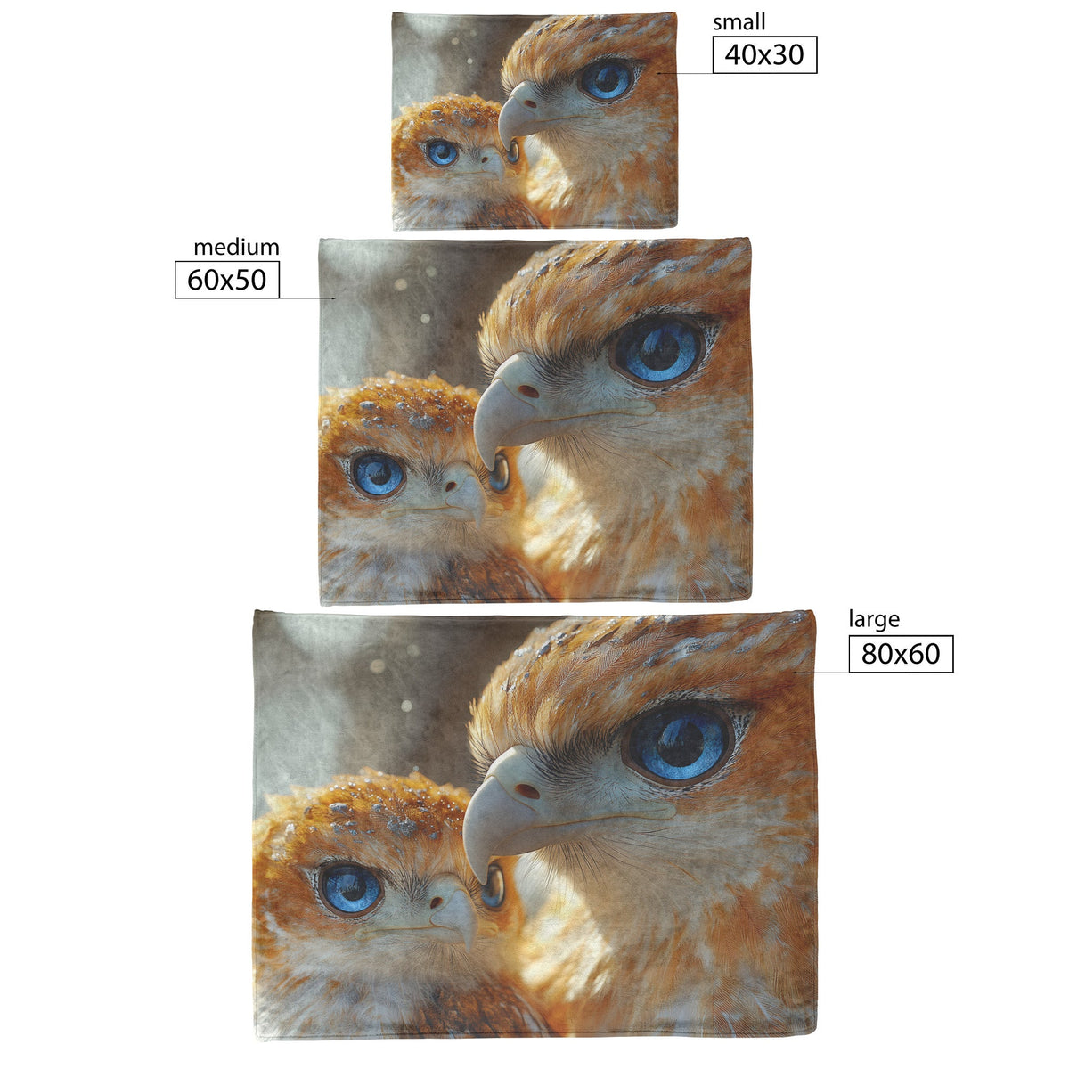 Baby Falcon with Big Blue Eyes and Mother Close-Up Wildlife Nature Cozy Fleece Sherpa Blanket - Awakening Righteousness