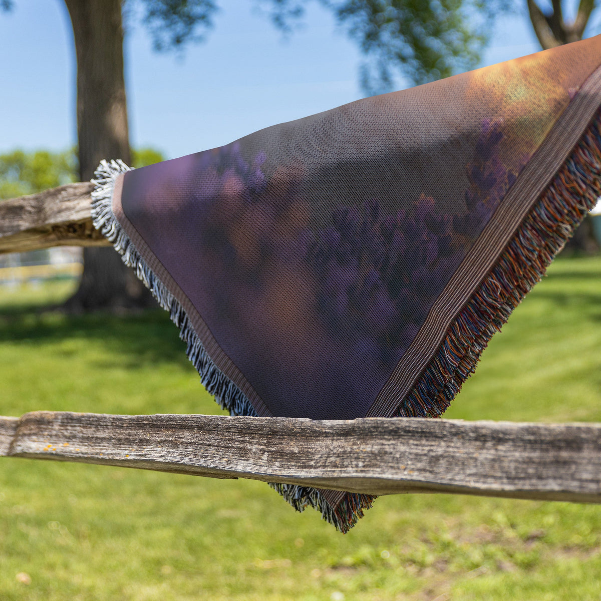 Baby Llama Resting in Lavender Field Surrounded by Soft Glowing Light on Woven Throw Blanket - Awakening Righteousness