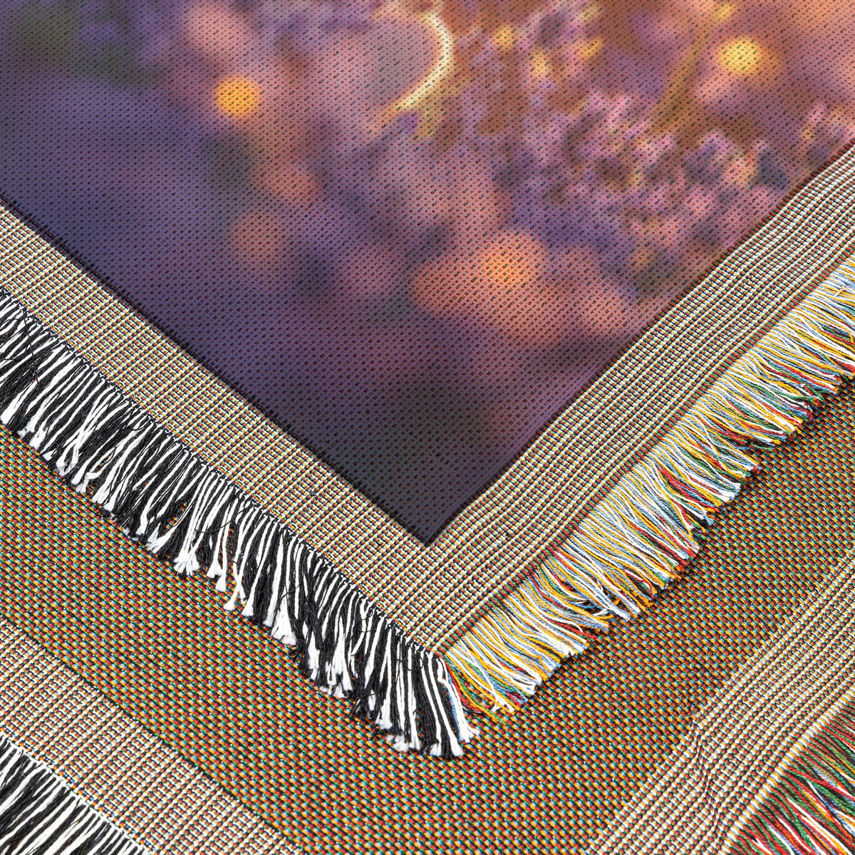 Baby Llama Resting in Lavender Field Surrounded by Soft Glowing Light on Woven Throw Blanket - Awakening Righteousness