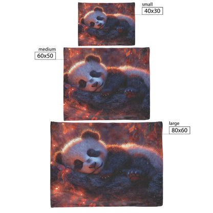 Baby Panda Sleeping Peacefully on Glowing Tree Branch Twilight Sky Soft Light Illuminating Fur Magical Fleece Sherpa Blanket - Awakening Righteousness