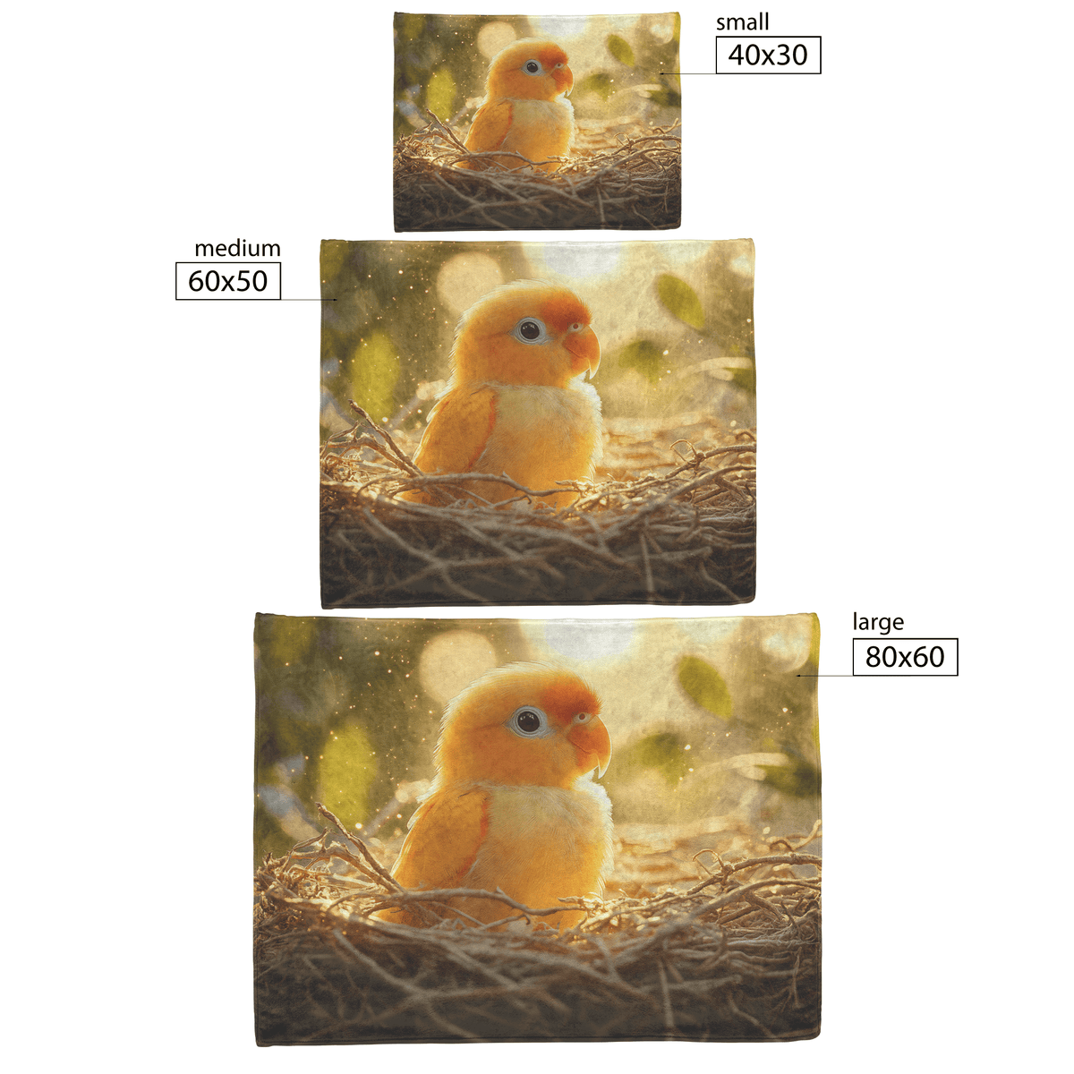 Baby Parrot Sitting in Glowing Nest Surrounded by Mist and Shimmering Golden Light Fleece Sherpa Blanket - Awakening Righteousness