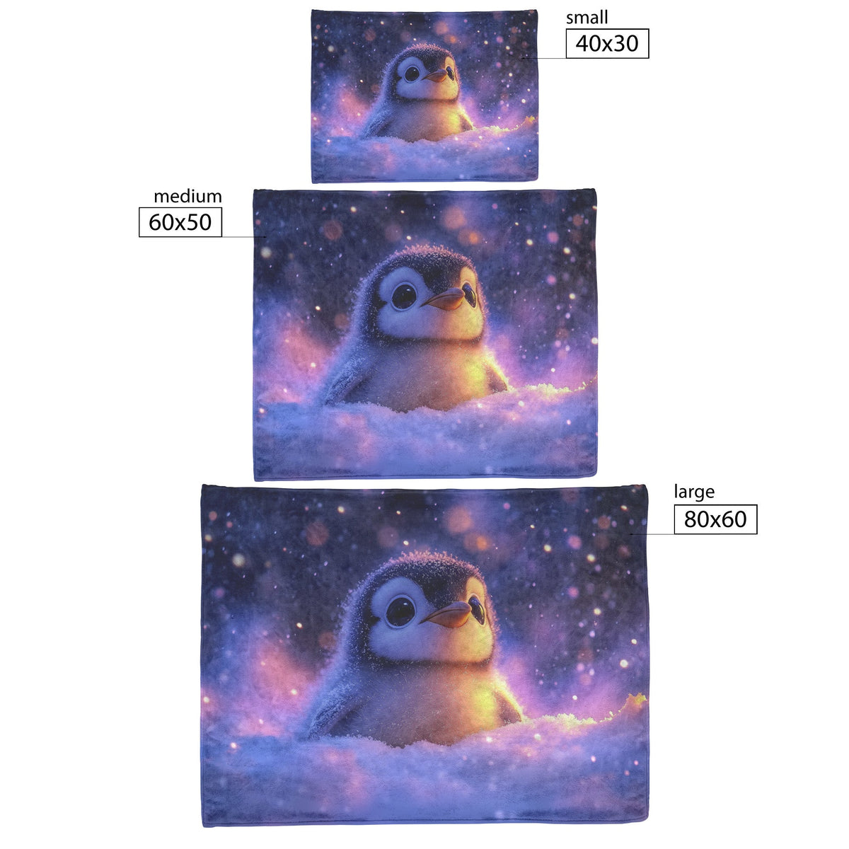 Baby Penguin Nestled in Snow Under Glowing Aurora Borealis Fleece Sherpa Blanket Magical Winter Atmosphere - Awakening Righteousness