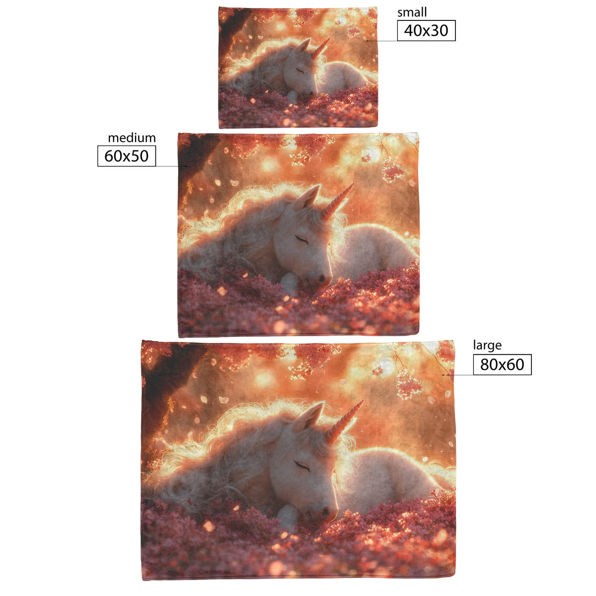 Baby Unicorn Under Glowing Cherry Blossom Tree with Pink Petals and Golden Sunlight Fleece Sherpa Blanket - Awakening Righteousness