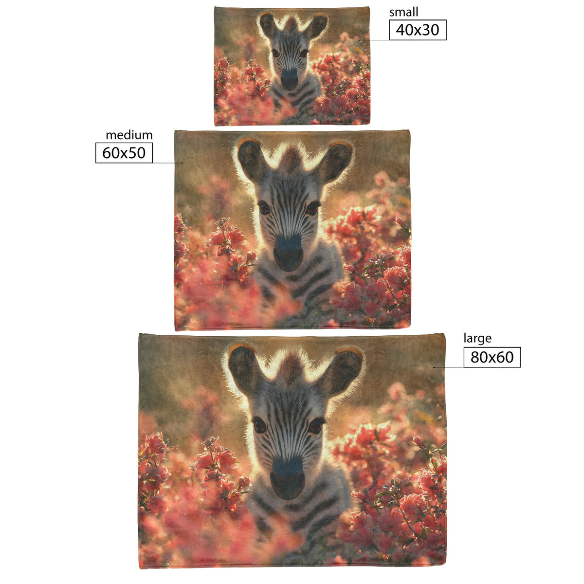 Baby Zebra in Blooming Savannah Cozy Sherpa Fleece Blanket - Awakening Righteousness