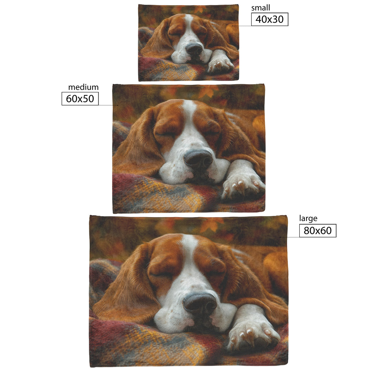 Basset Hound Resting on Colorful Plaid Blanket in Golden Autumn Forest Fleece Sherpa Blanket Cozy and Scenic - Awakening Righteousness