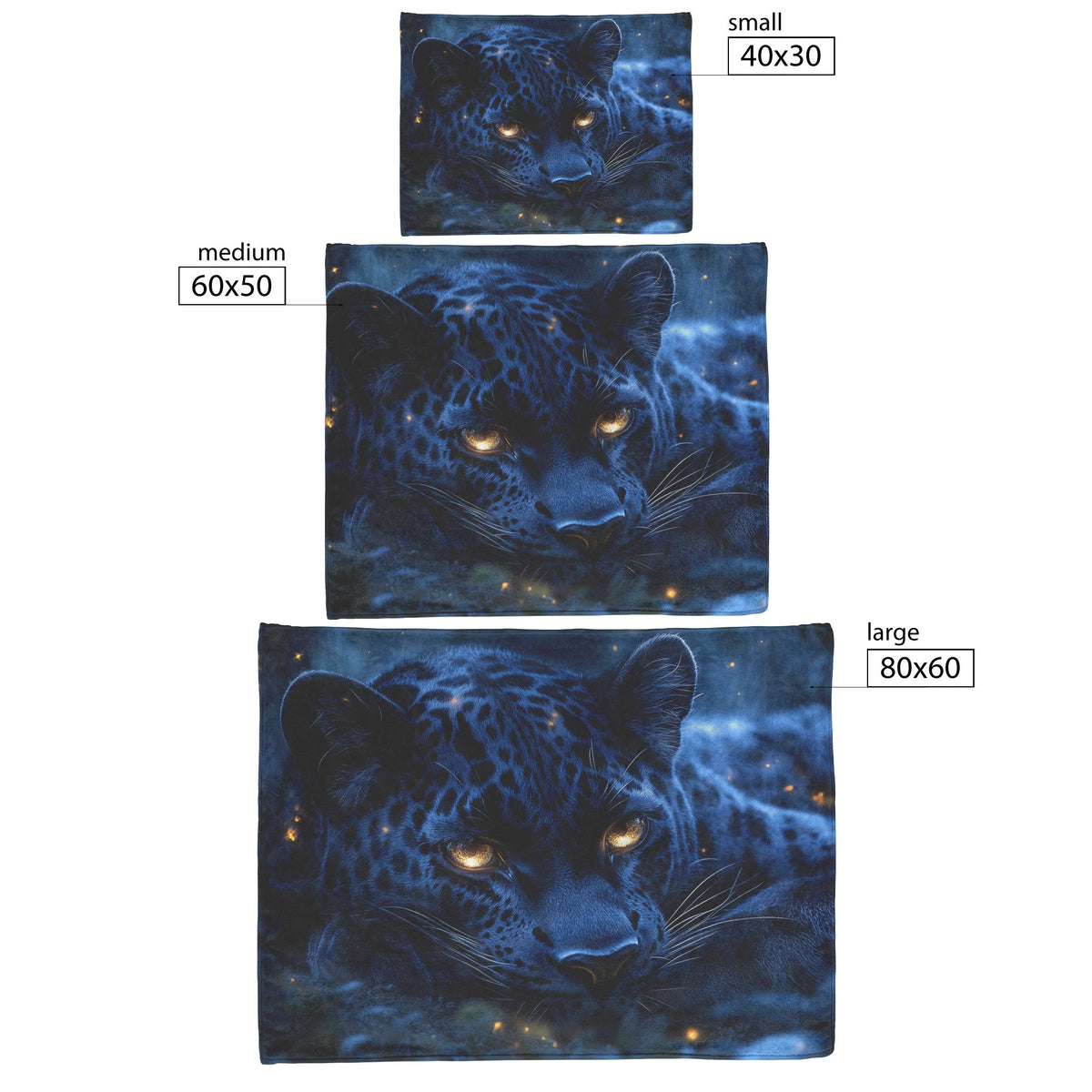 Black Leopard Resting Under Glowing Moonlight in Magical Forest with Silver Light Fleece Sherpa Blanket - Awakening Righteousness