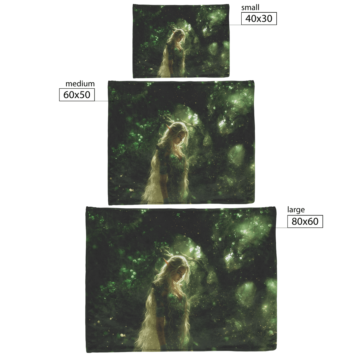 Blood Elf Hunter Fleece Sherpa Blanket Enchanted Forest Golden Mist Green Light Serene Elegant WoW Design - Awakening Righteousness