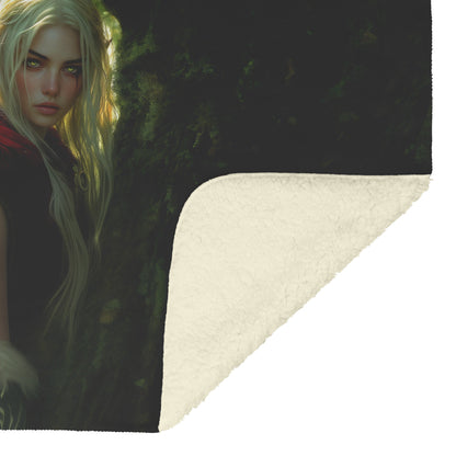 Blood Elf Hunter Fleece Sherpa Blanket Treetop Green Textures Golden Highlights Tranquil Peaceful WoW Design - Awakening Righteousness
