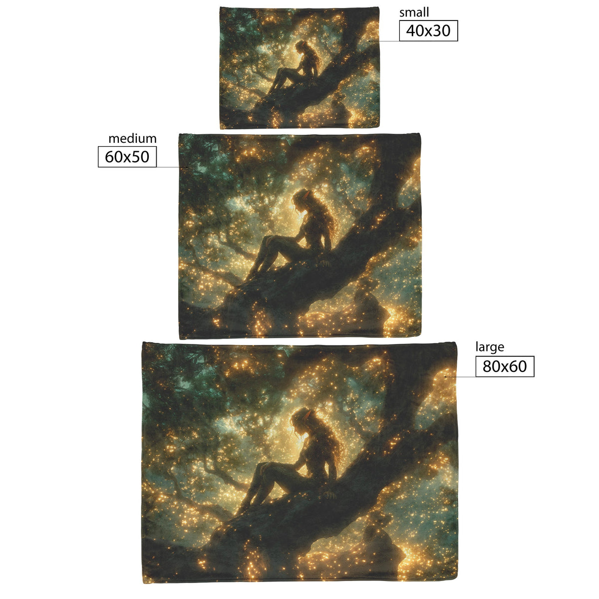 Blood Elf Hunter Fleece Sherpa Blanket Treetop Green Textures Golden Highlights Tranquil Peaceful WoW Design - Awakening Righteousness