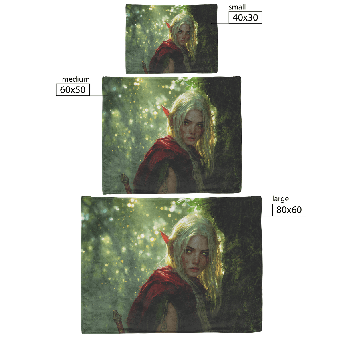Blood Elf Hunter Fleece Sherpa Blanket Treetop Green Textures Golden Highlights Tranquil Peaceful WoW Design - Awakening Righteousness