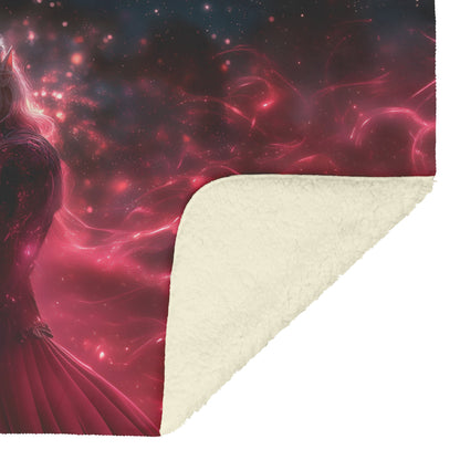 Blood Elf Mage Fleece Sherpa Blanket Arcane Shields Shimmering Stars Cosmic Textures Majestic Powerful WoW Design - Awakening Righteousness