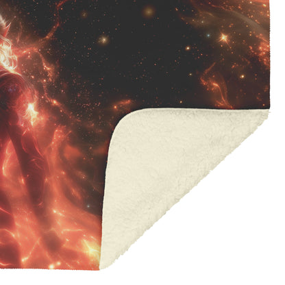 Blood Elf Mage Fleece Sherpa Blanket Arcane Shields Shimmering Stars Cosmic Textures Majestic Powerful WoW Design - Awakening Righteousness