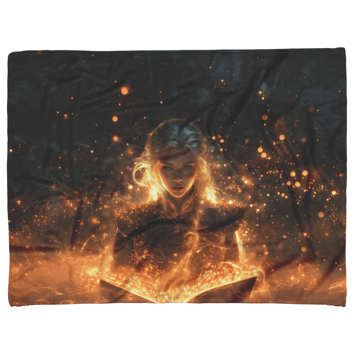 Blood Elf Mage Fleece Sherpa Blanket Arcane Shields Shimmering Stars Cosmic Textures Majestic Powerful WoW Design - Awakening Righteousness