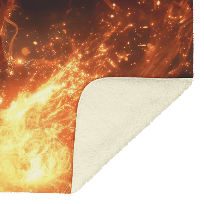 Blood Elf Mage Fleece Sherpa Blanket Fireball Red Orange Trails Golden Textures Cascading Stars Bold Vibrant WoW Design - Awakening Righteousness
