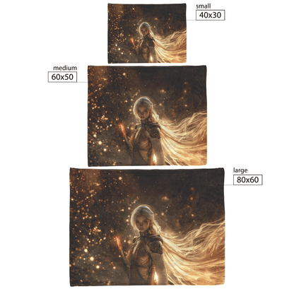 Blood Elf Paladin Fleece Sherpa Blanket Fiery Sword Silver Red Armor Golden Mist Glowing Reflections Bold Heroic WoW Design - Awakening Righteousness