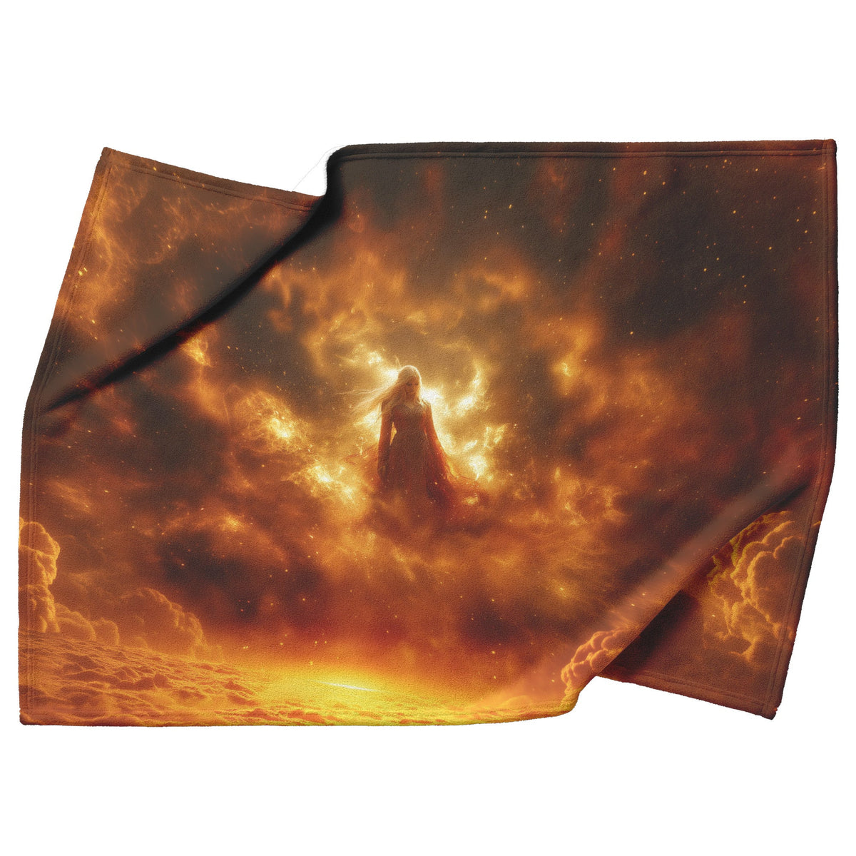Blood Elf Priest Fleece Sherpa Blanket Divine Light Golden Reflections Cosmic Highlights Bold Peaceful Design - Awakening Righteousness