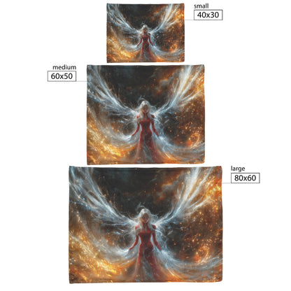 Blood Elf Priest Fleece Sherpa Blanket Glowing Silver Wings Protective Spell Light Trails Elegant Powerful WoW Design - Awakening Righteousness