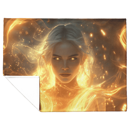 Blood Elf Priest Fleece Sherpa Blanket Healing Spell Golden Auras Radiant Light Trails Peaceful Inspiring WoW Design - Awakening Righteousness