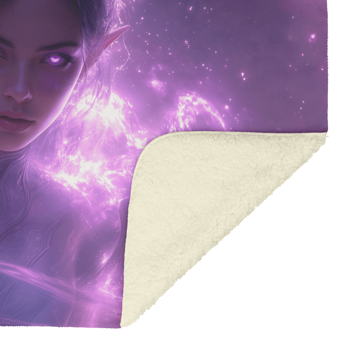 Blood Elf Priest Fleece Sherpa Blanket Silver Lavender Robes Cosmic Mist Radiant Accents Bold Serene WoW Design - Awakening Righteousness