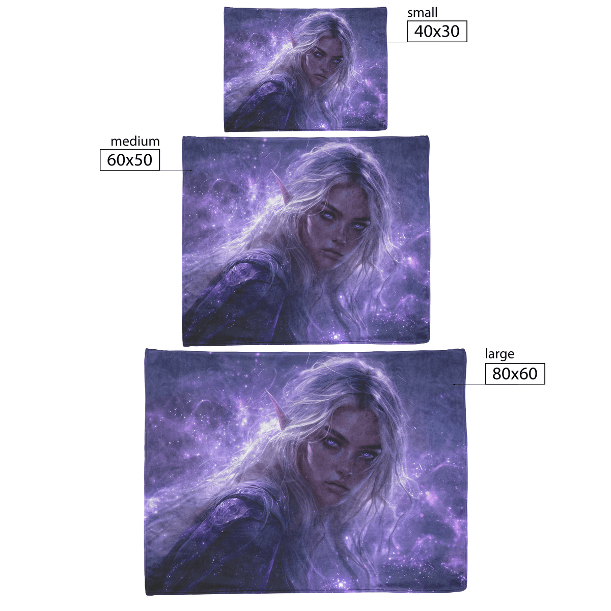 Blood Elf Priest Fleece Sherpa Blanket Silver Lavender Robes Cosmic Mist Radiant Accents Bold Serene WoW Design - Awakening Righteousness