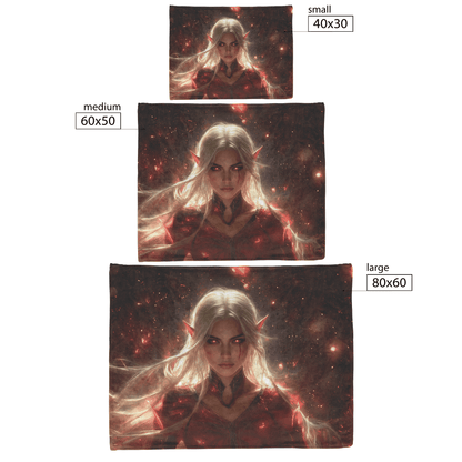 Blood Elf Rogue Fleece Sherpa Blanket Crimson Armor Cosmic Accents Shimmering Textures Elegant Deadly WoW Design - Awakening Righteousness