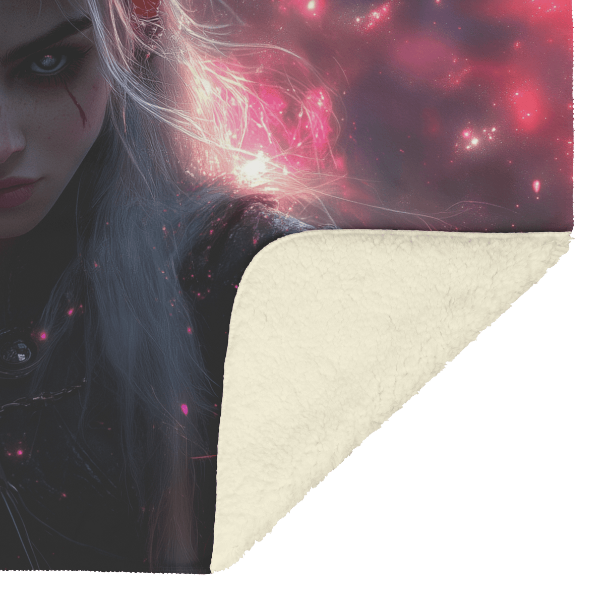 Blood Elf Rogue Fleece Sherpa Blanket Dual Daggers Shimmering Stars Cosmic Textures Bold Inspiring WoW Design - Awakening Righteousness