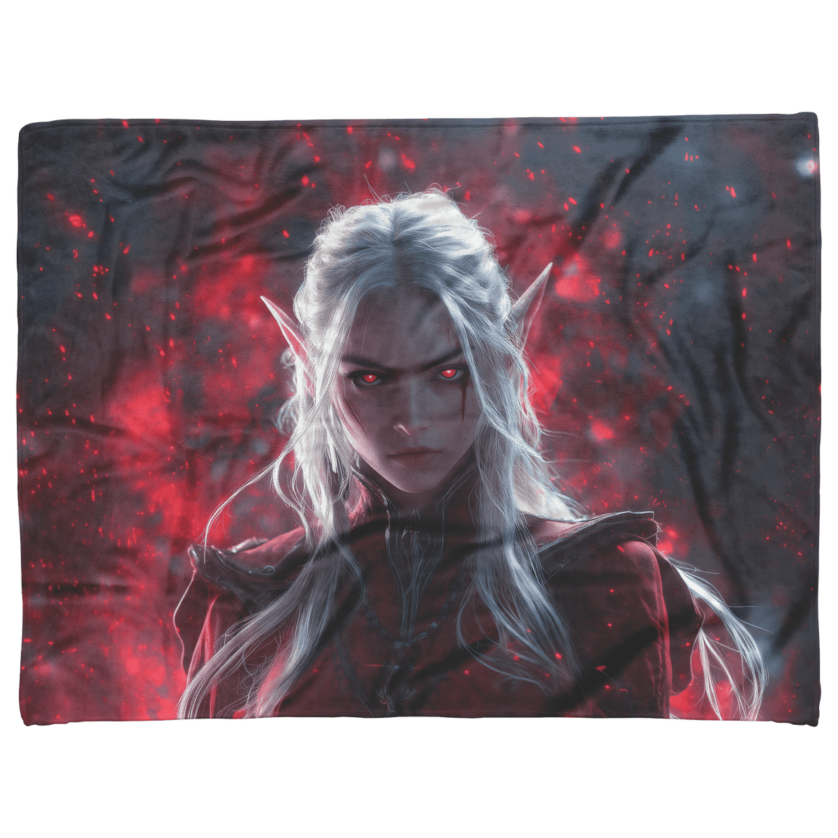 Blood Elf Rogue Fleece Sherpa Blanket Glowing Silver Daggers Shimmering Mist Cosmic Reflections Stealthy Bold WoW Design - Awakening Righteousness