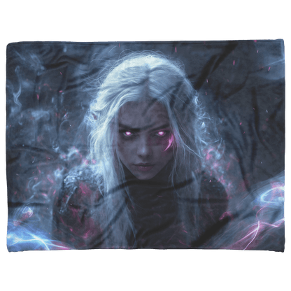 Blood Elf Rogue Fleece Sherpa Blanket Shadow Energy Silver Mist Radiant Textures Bold Stealthy Design - Awakening Righteousness
