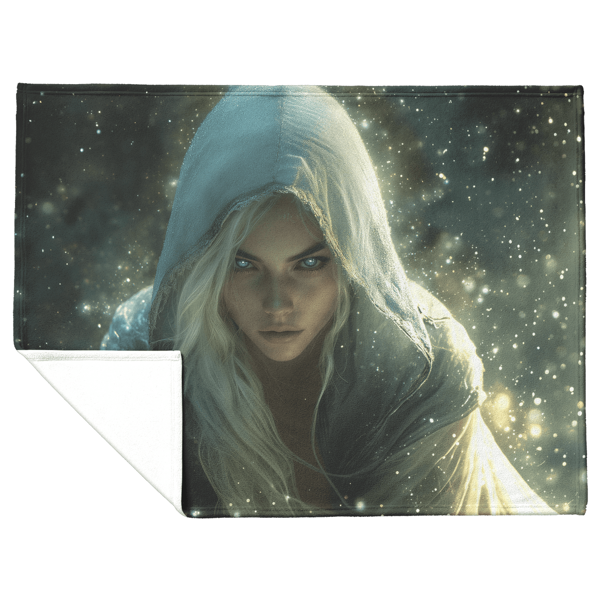 Blood Elf Rogue Fleece Sherpa Blanket Shadows Silver Highlights Cosmic Textures Elegant Mysterious WoW Design - Awakening Righteousness