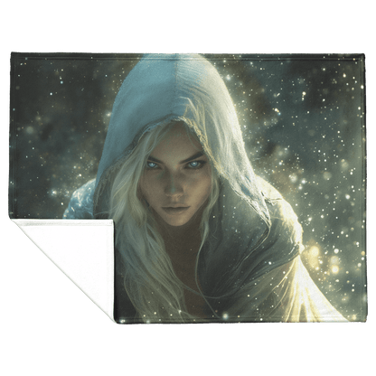 Blood Elf Rogue Fleece Sherpa Blanket Shadows Silver Highlights Cosmic Textures Elegant Mysterious WoW Design - Awakening Righteousness
