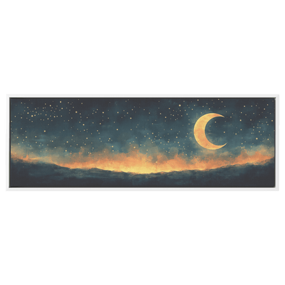 Boho Inspired Pattern Crescent Moons Tiny Stars Muted Beige Terracotta Tones Ultra High Definition Modern Aesthetic Panoramic Framed Canvas Wall Art - Awakening Righteousness