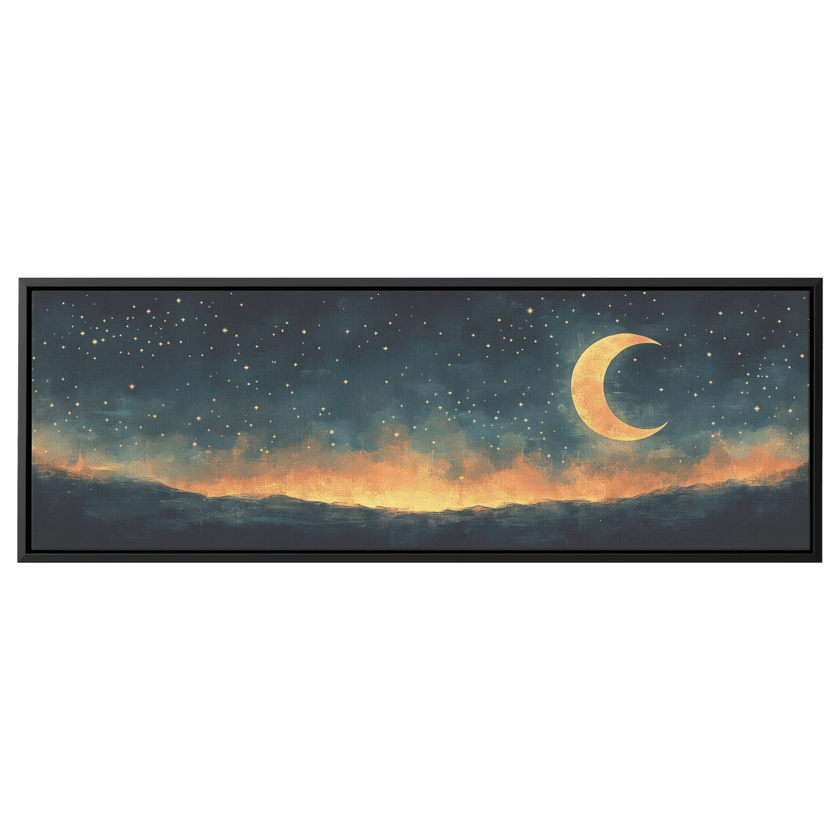 Boho Inspired Pattern Crescent Moons Tiny Stars Muted Beige Terracotta Tones Ultra High Definition Modern Aesthetic Panoramic Framed Canvas Wall Art - Awakening Righteousness