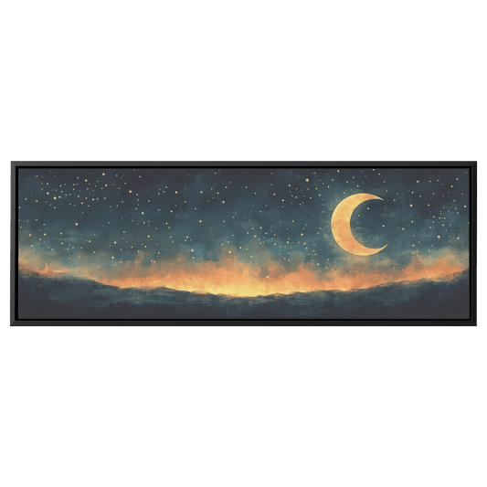 Boho Inspired Pattern Crescent Moons Tiny Stars Muted Beige Terracotta Tones Ultra High Definition Modern Aesthetic Panoramic Framed Canvas Wall Art - Awakening Righteousness