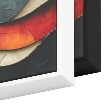 Bold Abstract Artwork Asymmetrical Shapes Muted Rust Ivory Olive Tones Ultra High Definition Mid Century Modern Boho Panoramic Framed Canvas Wall Art - Awakening Righteousness
