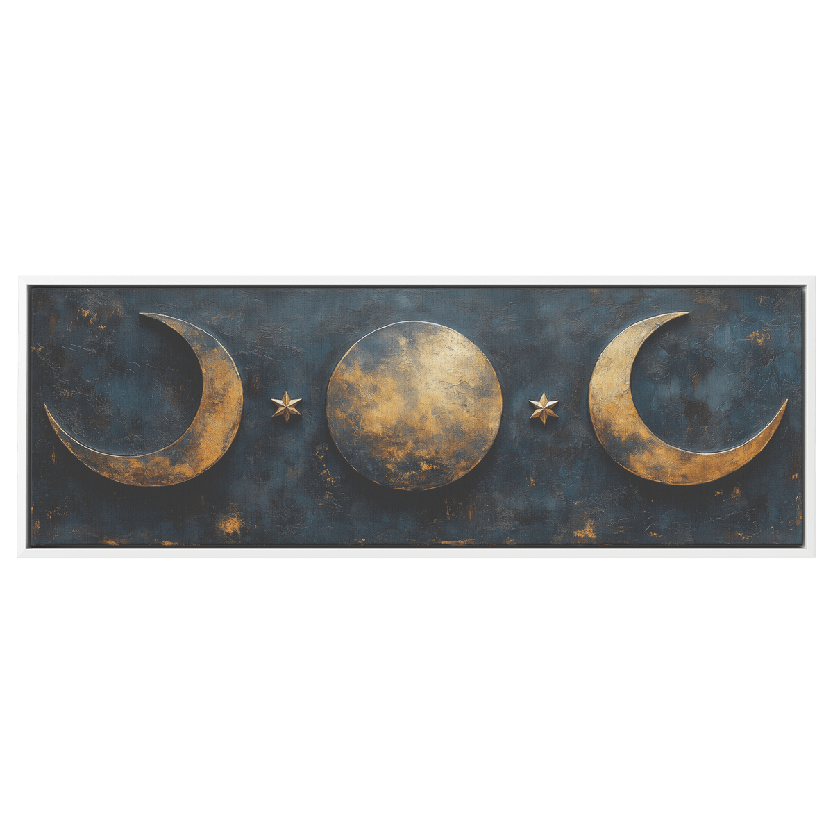 Bold Boho Inspired Composition Overlapping Crescent Moons Geometric Star Patterns Neutral Tones Ultra High Definition Refined Minimalism Panoramic Framed Canvas Wall Art - Awakening Righteousness