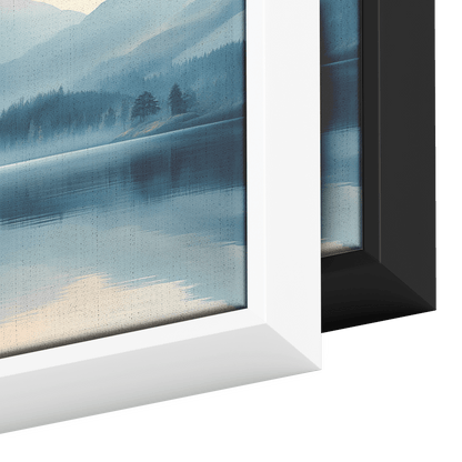 Calm Lake Scene Soft Beige Hills Muted Reflections Ultra High Definition Minimalist Elegance Panoramic Framed Canvas Wall Art - Awakening Righteousness