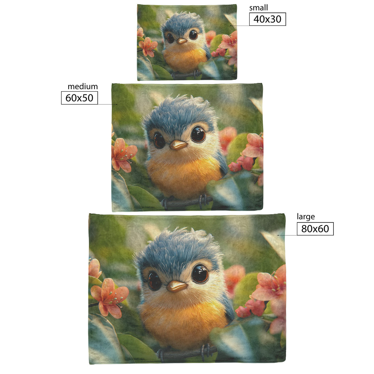 Charming Little Bird with Vibrant Flowers Sherpa Fleece Blanket - Awakening Righteousness